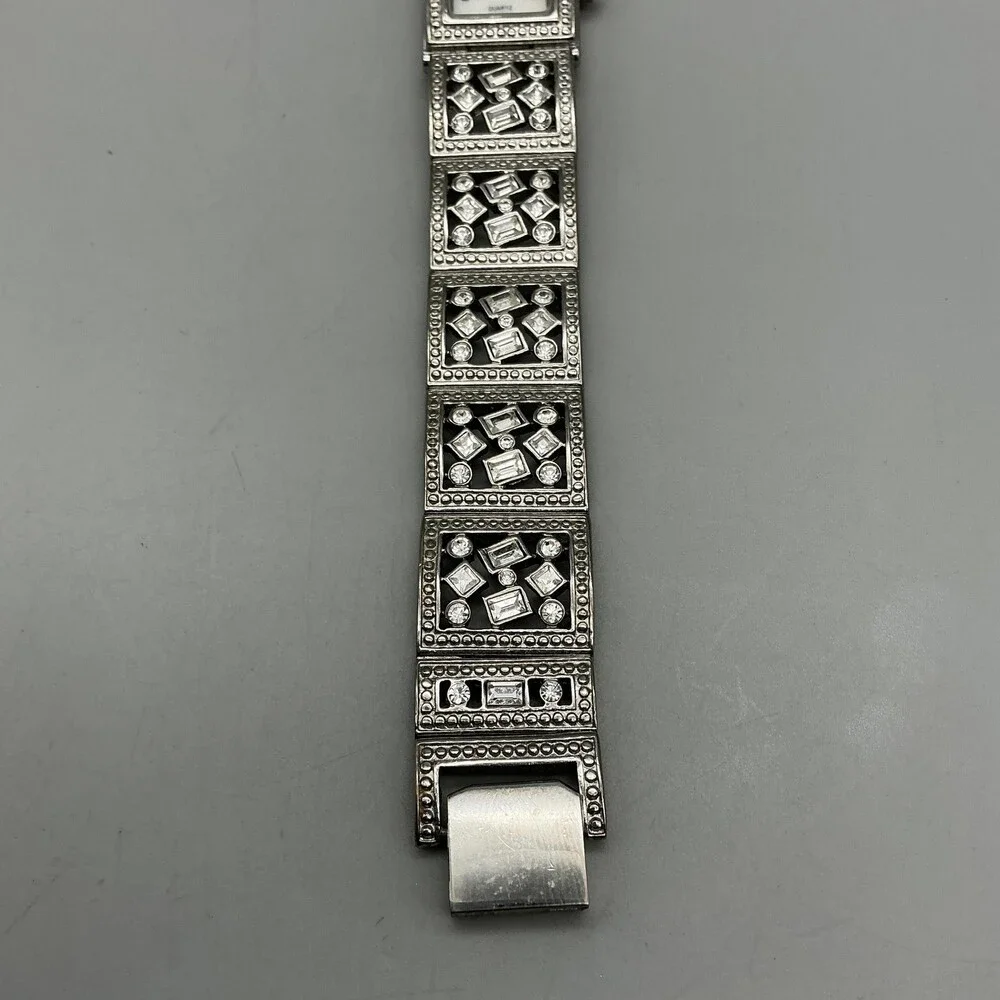 Xanadu Womens Watch 18mm White Dial Silver Tone Gem Bracelet New Battery 7.5